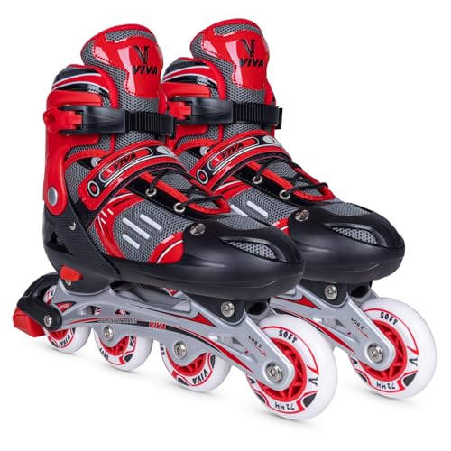 Viva Adjustable Inline Skates with Different Wheel Size Roller Inline Skates for All Boys and Girls (Xtra Small (12-1 UK), 68MM - Wheel Size) - Image 1