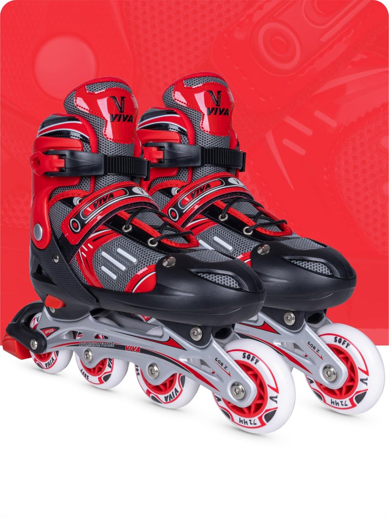 Viva Adjustable Inline Skates with Different Wheel Size Roller Inline Skates for All Boys and Girls (Xtra Small (12-1 UK), 68MM - Wheel Size) - Image 2