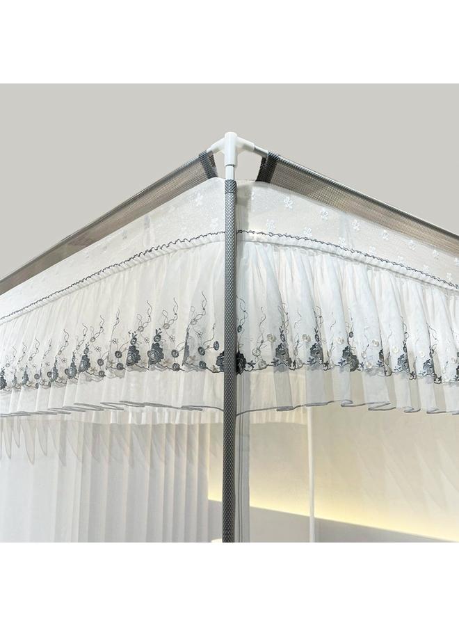 Bluejw Summer New Bedroom Household Encrypted Anti-fall Mosquito Net With Bracket Integrated Full Bottom Zipper Square Bed - Image 4