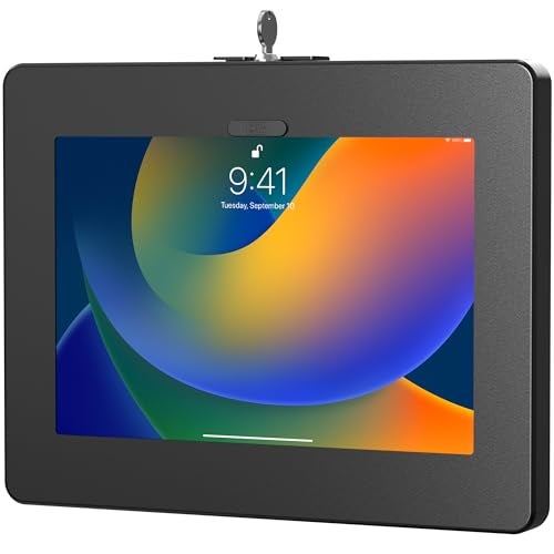CTA Digital Locking iPad Wall Mount – CTA Anti-Theft Tablet Wall Mount For iPad 10th Gen 10.9-inch - iPad 7th/8/9 Gen - iPad Air 4 - Galaxy Tab - Lenovo Tab 4 - Zebra Tablets & More - Black - (PAD-PARAW) - Image 1