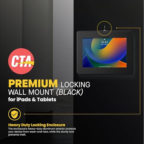 CTA Digital Locking iPad Wall Mount – CTA Anti-Theft Tablet Wall Mount For iPad 10th Gen 10.9-inch - iPad 7th/8/9 Gen - iPad Air 4 - Galaxy Tab - Lenovo Tab 4 - Zebra Tablets & More - Black - (PAD-PARAW) - Image 2