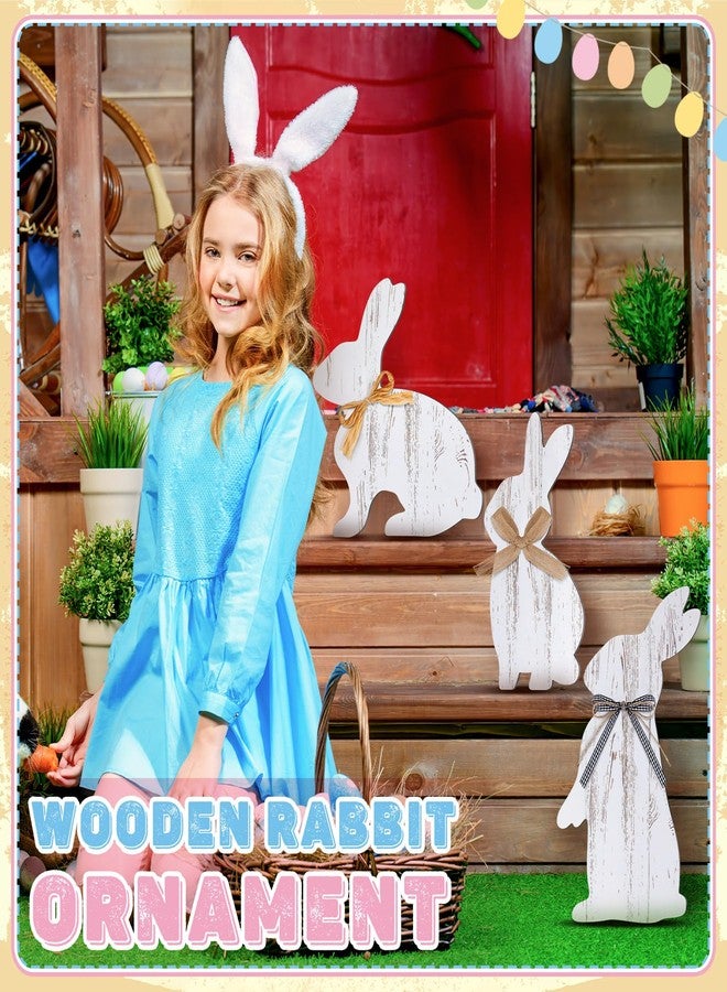 Vercraft مجموعة فيركرافت من 3 قطع من ديكور أرنب عيد الفصح، لافتات خشبية خارجية على شكل أرنب عيد الفصح، زينة للشرفة أو باب المنزل الأمامي، 15.75 بوصة (نمط عتيق) - Image 5