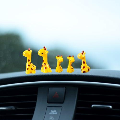 Zsynka 5PCS Giraffe Car Interior Accessories for Dashboard Decorations Rearview Mirror Decorfor Car Home Garden Office Computer Monitor Figurines DecorGiraffe Gifts for Women Girl Men - Image 1