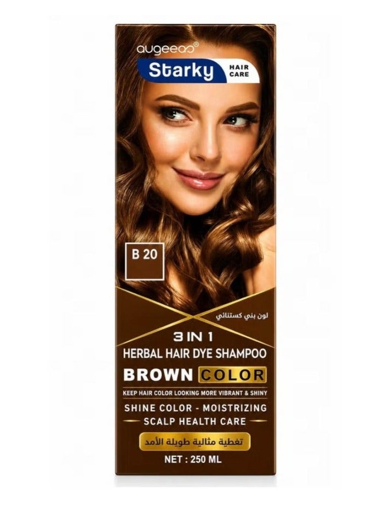 Starkey Herbal 3-in-1 Hair Color Shampoo – Brown - 250ml