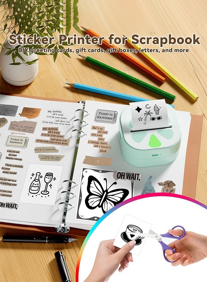 SUNDAREE طابعة ملصقات، طابعة صغيرة، صانع ملصقات محمول بتقنية البلوتوث مع 3 لفات ورق، طابعة حرارية بدون حبر لأجهزة iPhone، ملاحظات، يوميات، اصنعها بنفسك، هدية للأطفال - Image 4