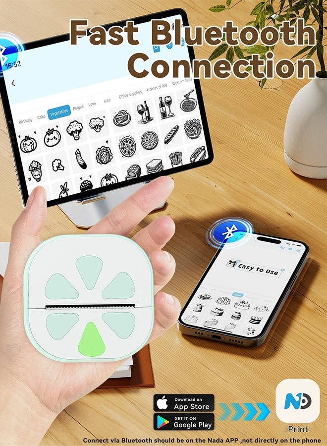 SUNDAREE طابعة ملصقات، طابعة صغيرة، صانع ملصقات محمول بتقنية البلوتوث مع 3 لفات ورق، طابعة حرارية بدون حبر لأجهزة iPhone، ملاحظات، يوميات، اصنعها بنفسك، هدية للأطفال - Image 3