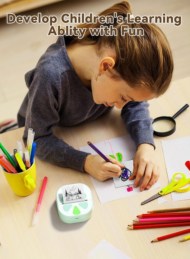 SUNDAREE طابعة ملصقات، طابعة صغيرة، صانع ملصقات محمول بتقنية البلوتوث مع 3 لفات ورق، طابعة حرارية بدون حبر لأجهزة iPhone، ملاحظات، يوميات، اصنعها بنفسك، هدية للأطفال - Image 5