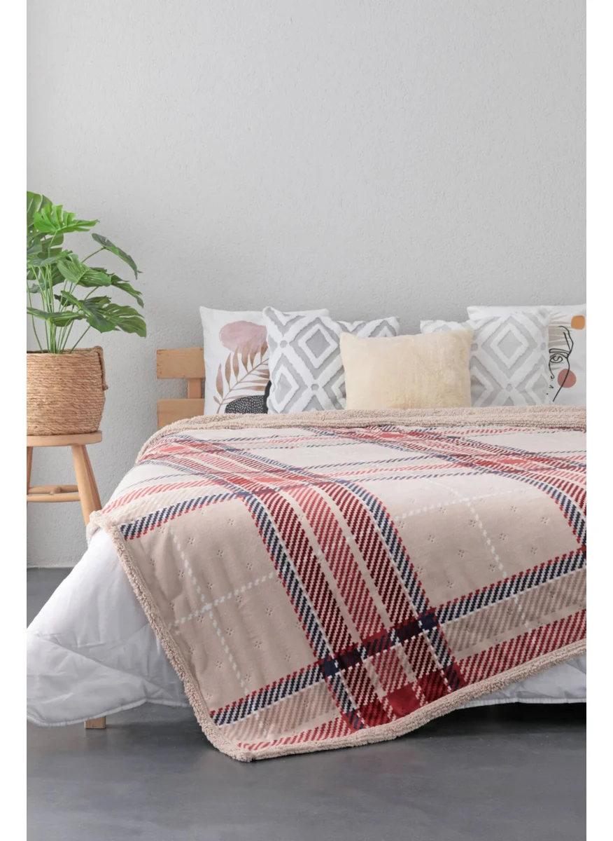 Favora Sherpa Anna Blue Double Sided Double Blanket