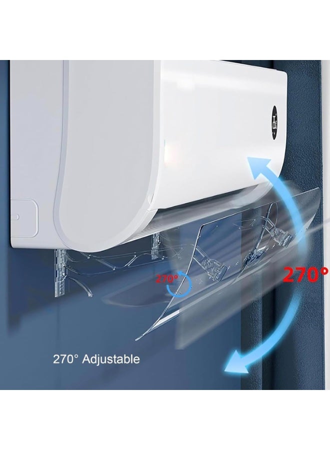 XVersion Adjustable Air Conditioner Deflector, Universal Transparent Airflow Diverter for Split AC and Central Air Vents, 270° Adjustable, Wall and Ceiling Mounting Brackets, 56–102.5 cm - Image 3