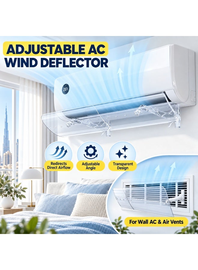 XVersion Adjustable Air Conditioner Deflector, Universal Transparent Airflow Diverter for Split AC and Central Air Vents, 270° Adjustable, Wall and Ceiling Mounting Brackets, 56–102.5 cm - Image 1