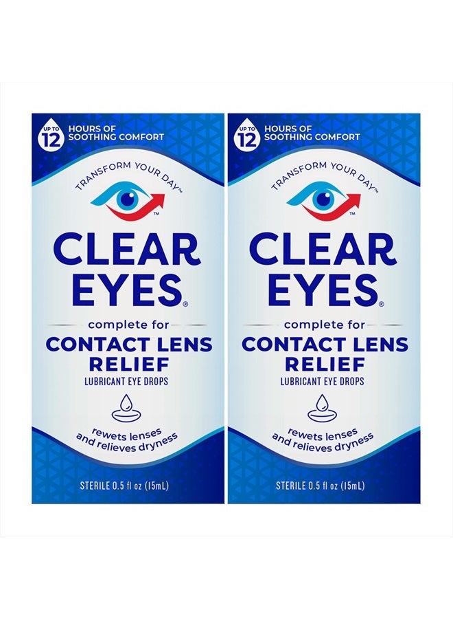 Clear Eyes Eye Drops, Contact Lens Multi-Action Relief,2 Count  - Image 1