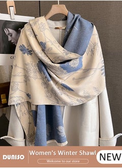 Women Warm Scarf, Imitation Cashmere Shawl with Tassel, Double-sided Printed Scarf, Fashion Scarves Scarf, Square Headscarf, Shawl Cape Outerwear for Autumn and Winter