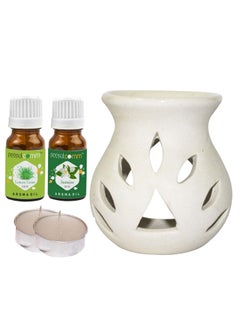PeepalComm PeepalComm Ceramic Aroma Diffuser with Lemongrass Jasmine Aroma Oil with 2 Tlight Candle Free for Home Office Hotel Spa 
