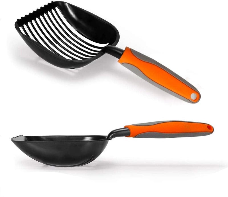Allmart lovey Cat Litter Scoop Solid Aluminum Alloy Sifter Deep Shovel, Long Handle Cat Metal Scooper, Poop Sifting, Pooper Lifter, Kitty Pet Sifter Durable, Heavy Duty Neater Scoops for Litterbox (black 1) - Image 4