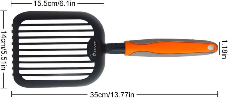 Allmart lovey Cat Litter Scoop Solid Aluminum Alloy Sifter Deep Shovel, Long Handle Cat Metal Scooper, Poop Sifting, Pooper Lifter, Kitty Pet Sifter Durable, Heavy Duty Neater Scoops for Litterbox (black 1) - Image 3
