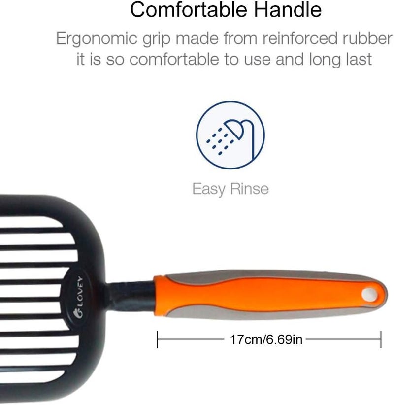 Allmart lovey Cat Litter Scoop Solid Aluminum Alloy Sifter Deep Shovel, Long Handle Cat Metal Scooper, Poop Sifting, Pooper Lifter, Kitty Pet Sifter Durable, Heavy Duty Neater Scoops for Litterbox (black 1) - Image 5