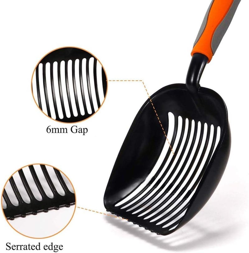 Allmart lovey Cat Litter Scoop Solid Aluminum Alloy Sifter Deep Shovel, Long Handle Cat Metal Scooper, Poop Sifting, Pooper Lifter, Kitty Pet Sifter Durable, Heavy Duty Neater Scoops for Litterbox (black 1) - Image 2