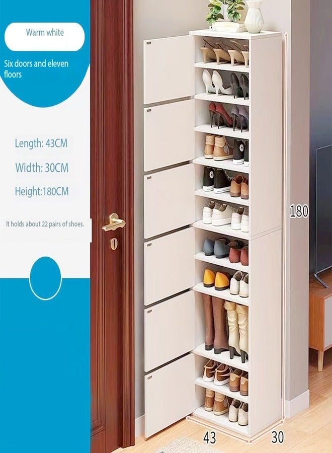 fashionhome خزانة أحذية متعددة الطبقات مع رف تخزين مقاوم للغبار، خزانة أحذية بسيطة مع مدخل مدخل ضيق، منظم أحذية ذو سعة كبيرة لغرفة المعيشة والمنزل والمكتب 43 × 30 × 180 سم - Image 2