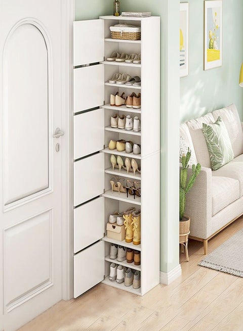 Multi-layer Standing Cupboard with Shelf Dust-proof Storage Shoe Rack Simple Shoe Cabinet With Narrow Doorway Entrance Large-capacity Shoe Organizer for Living Room Home Office 43x30x180 cm