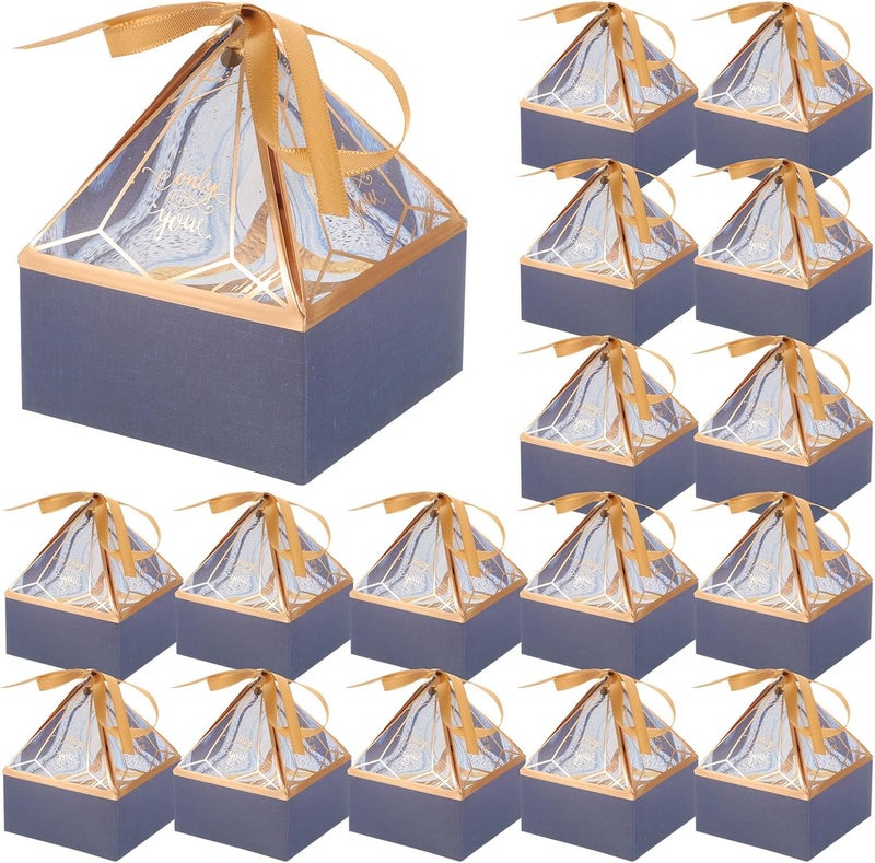 Healeved Navy Blue Small Boxes 50pcs with Ribbons Sugar Cookie Boxes for Birthday Wedding and Biscuit Present Wrapping - Image 1