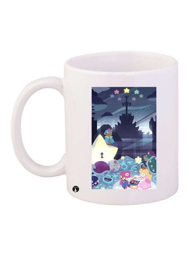 RYN Cartoon Printed Coffee Mug White/Grey/Purple 11ounce