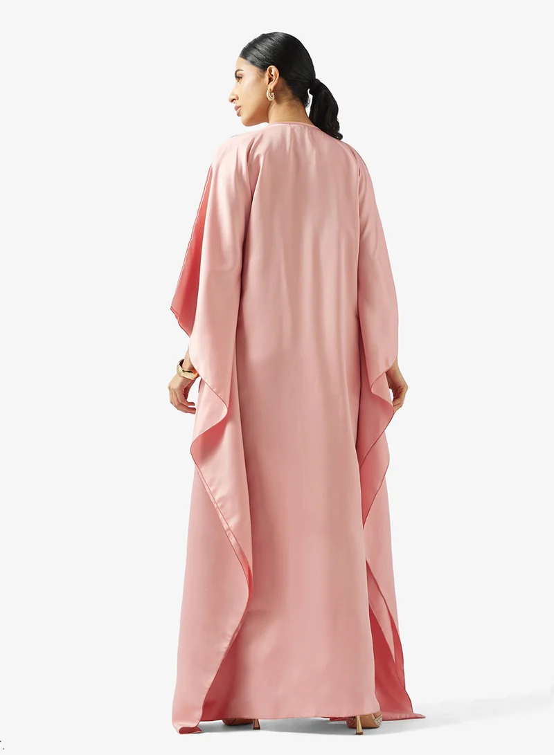 Golden Apple V neck  With Embroidered Jalabiya