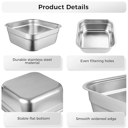 Yopple 2-in-1 Stainless Steel Washing Bowl Set with Colander, Multipurpose Dish Tub for Rinsing Rice, Pasta, Veggies, Fruits, Food Strainer & Mixing Bowl Kit - Image 5