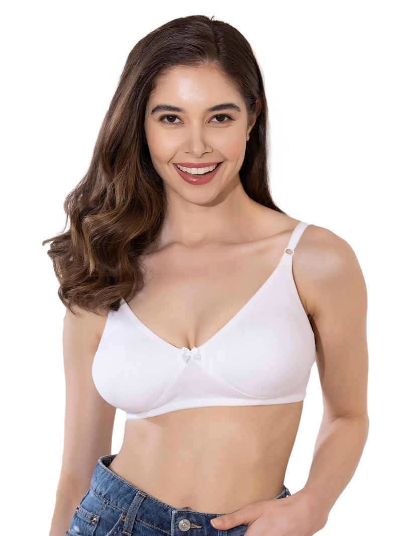 Clovia Women's Cotton Rich Non-Padded Non-Wired T-Shirt Bra (BR0184P18_White_38D) - Image 1
