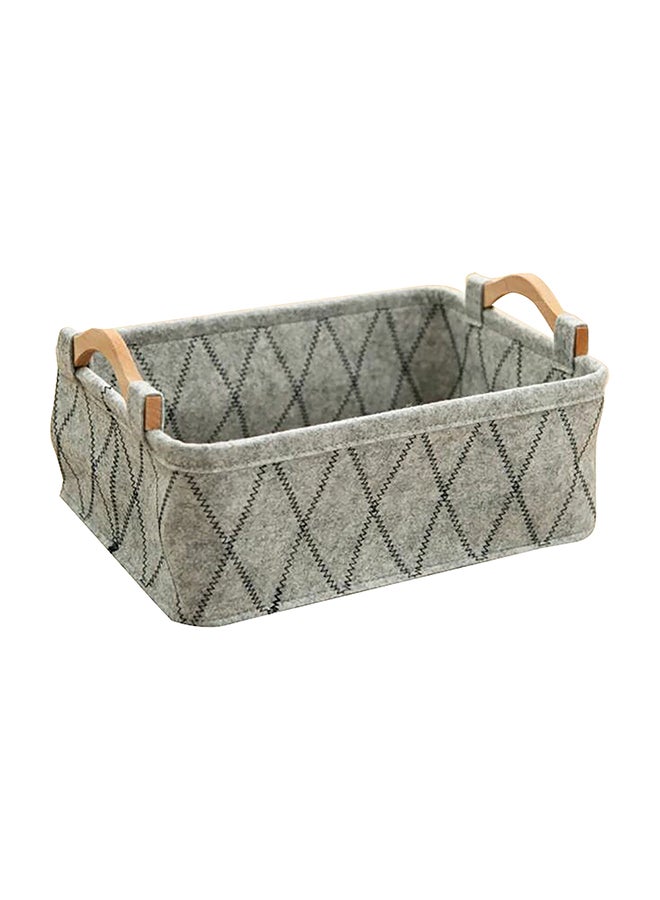 HoneyBee Rectangular Shape Durable Storage Basket with Wooden Handle Grey and Black 14 x 26 x 37 cm SB0370A-A - Image 1