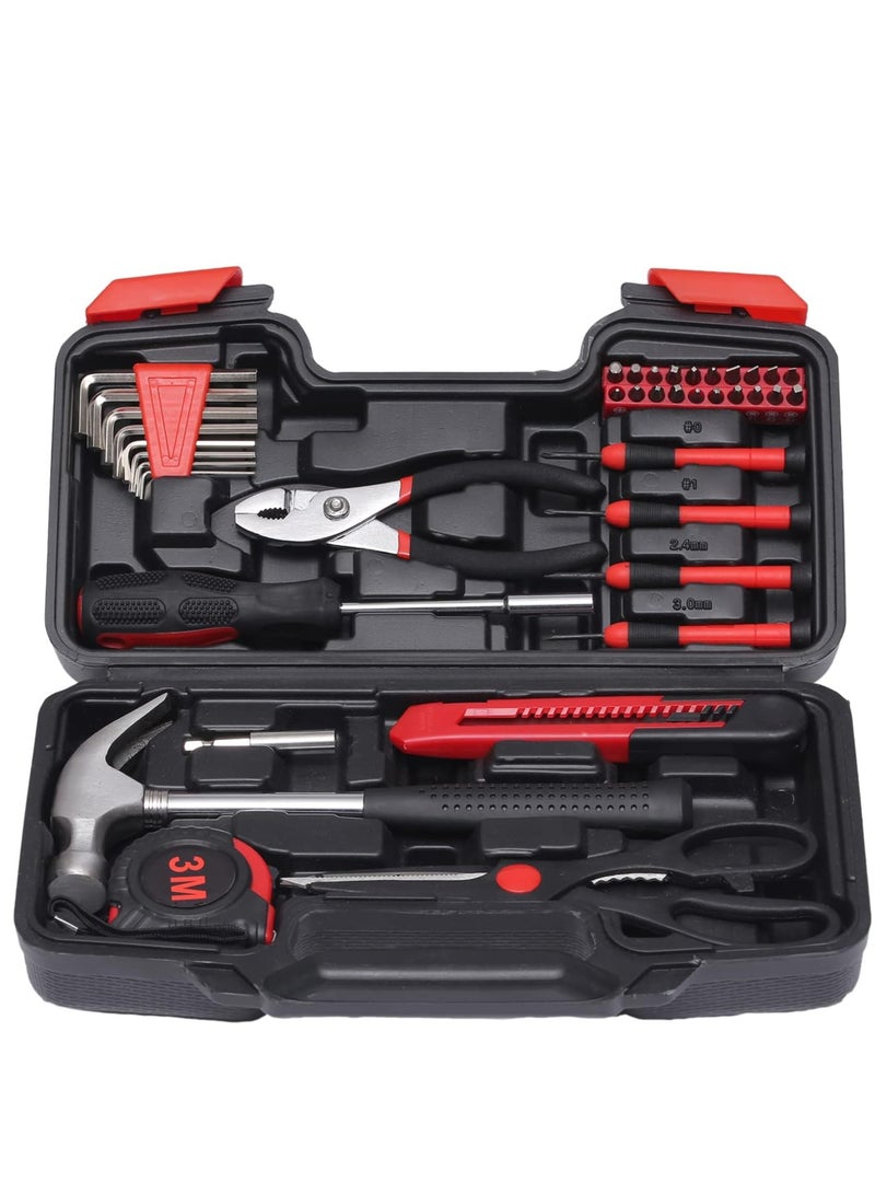 ELTRAZONE 39-Piece Household Tools Kit - Small Basic Home Tool Set with Plastic Toolbox - Great for College Students, Household Use & More - Image 1