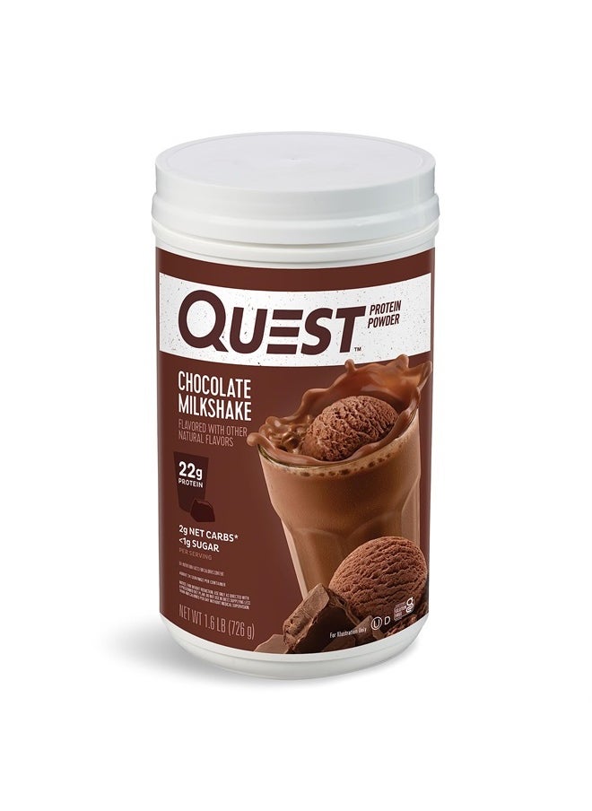 QUEST NUTRITION - Chocolate Milkshake Protein Powder, 22g Protein, 2g Net Carbs, 1g Sugar, Low Carb, Gluten Free, 1.6 Pound, 24 Servings - Image 1