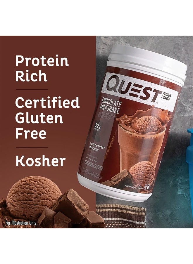 QUEST NUTRITION - Chocolate Milkshake Protein Powder, 22g Protein, 2g Net Carbs, 1g Sugar, Low Carb, Gluten Free, 1.6 Pound, 24 Servings - Image 1