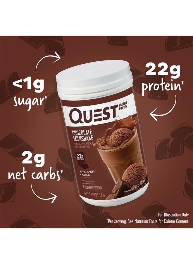QUEST NUTRITION - Chocolate Milkshake Protein Powder, 22g Protein, 2g Net Carbs, 1g Sugar, Low Carb, Gluten Free, 1.6 Pound, 24 Servings - Image 1