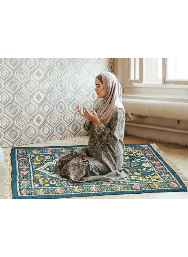 Prayer Mat with Carry Bag, Portable  Islamic Prayer Rug Set, Elegant Floral Pattern, Ideal  Gift for Travel & Home - Image 3