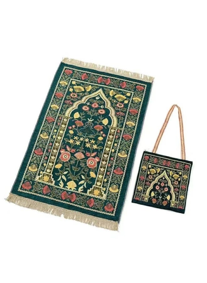 Prayer Mat with Carry Bag, Portable  Islamic Prayer Rug Set, Elegant Floral Pattern, Ideal  Gift for Travel & Home - Image 2