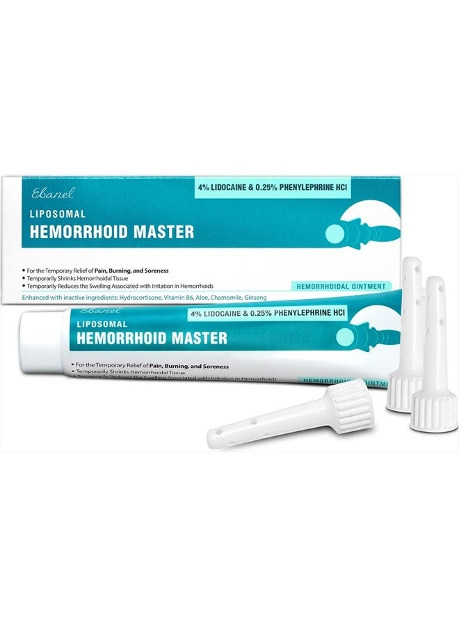 Ebanel Hemorrhoid Treatment Ointment, 1.6 Oz Lidocaine Anal Fissure Anesthetic Cream for Pain, Burning, Itching, Swelling, Bleeding with Phenylephrine, Hydrocortisone, Aloe, Chamomile, Vitamins  - Image 1