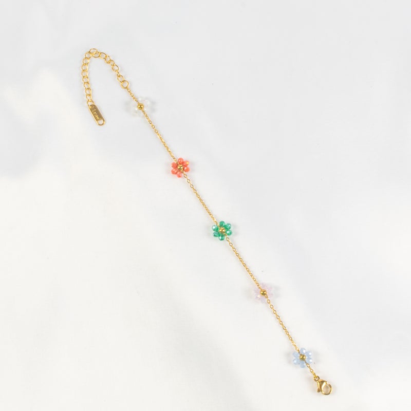 Golden Colorful Stainless Steel Flower Bracelet - Image 1