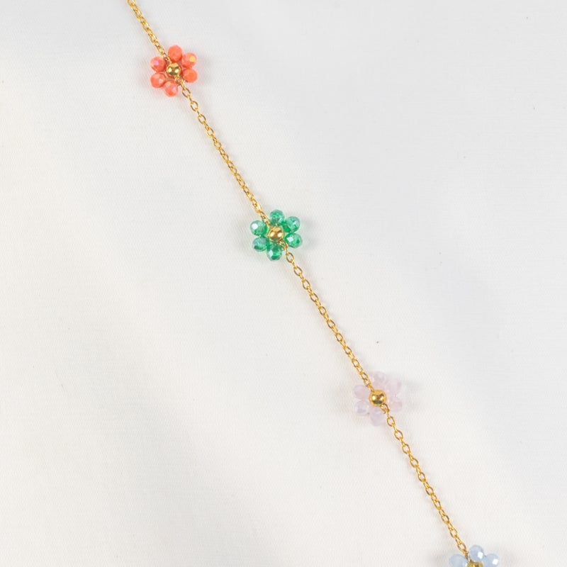 Golden Colorful Stainless Steel Flower Bracelet - Image 2