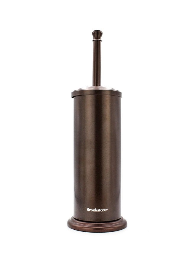 Brookstone BROOKSTONE, Bronze Metallic Toilet Brush with Holder, Long Handle for Deep Bowl Cleaning, [Splash Protective Disc], Stylish Modern Space Saving Design, Leakproof Inner Container  - Image 1
