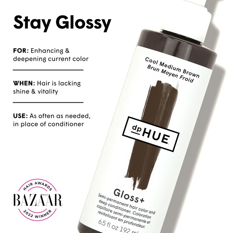 dpHUE Gloss+, Cool Medium Brown - 6.5 oz (8-12 Applications) - Semi-Permanent Hair Color & Conditioner - Lasts Up to Eight Washes - Paraben, SLS & SLES Sulfate Free - Vegan, Leaping Bunny Certified - Image 2