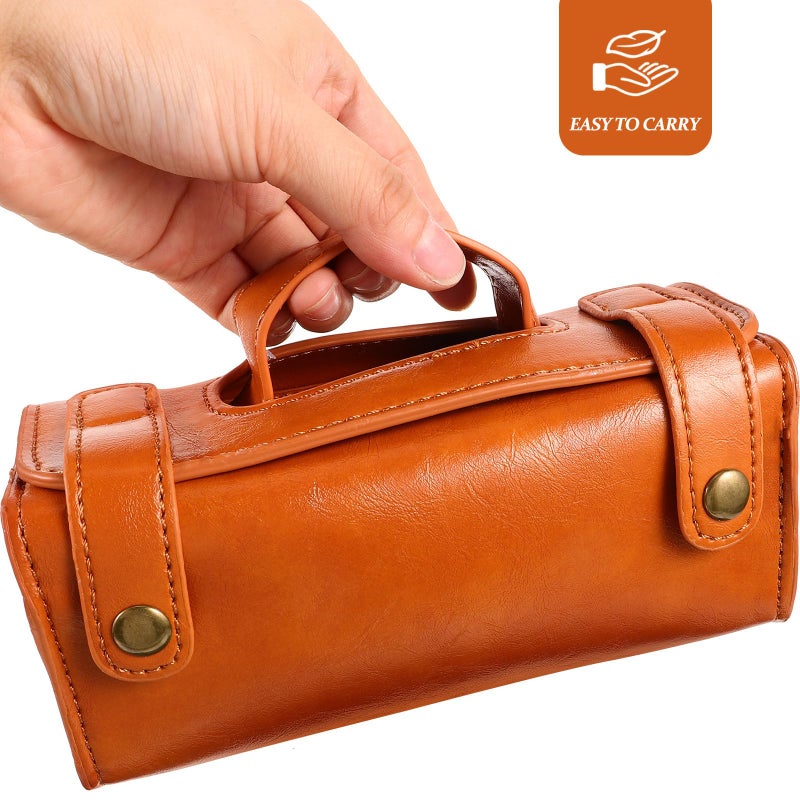 Large Capacity Men Brown PU Leather Travel Toiletry Bag Shaving Kit Storage Case - Image 5