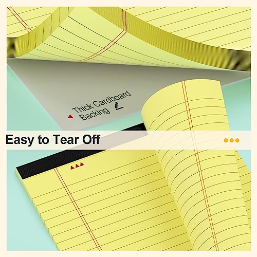 PINJINGPRO Small Note Pads 5x8 Yellow – 4 Pack, 80gsm Premium Thick Paper, 30 Sheets/ 60 Pages Per Pad, Perforated Pages Narrow Ruled Writing Pad, College Ruled Legal Notepads 5x8 for Homework, Office, Business - Image 5