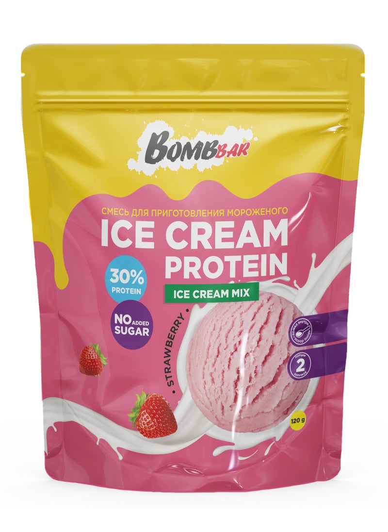 BOMBBAR Protein Ice Cream Mix Strawberry Flavor No Sugar Added 120g 
