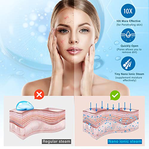 AOEDEO Face Steamer for Facial Deep Cleaning Nano Ionic Face Steamer Warm Mist Humidifier Face Steamer Home Sauna SPA Face with 4 Piece Stainless Steel Skin Kit,Hair Band,Wash Face Sponge - Image 2