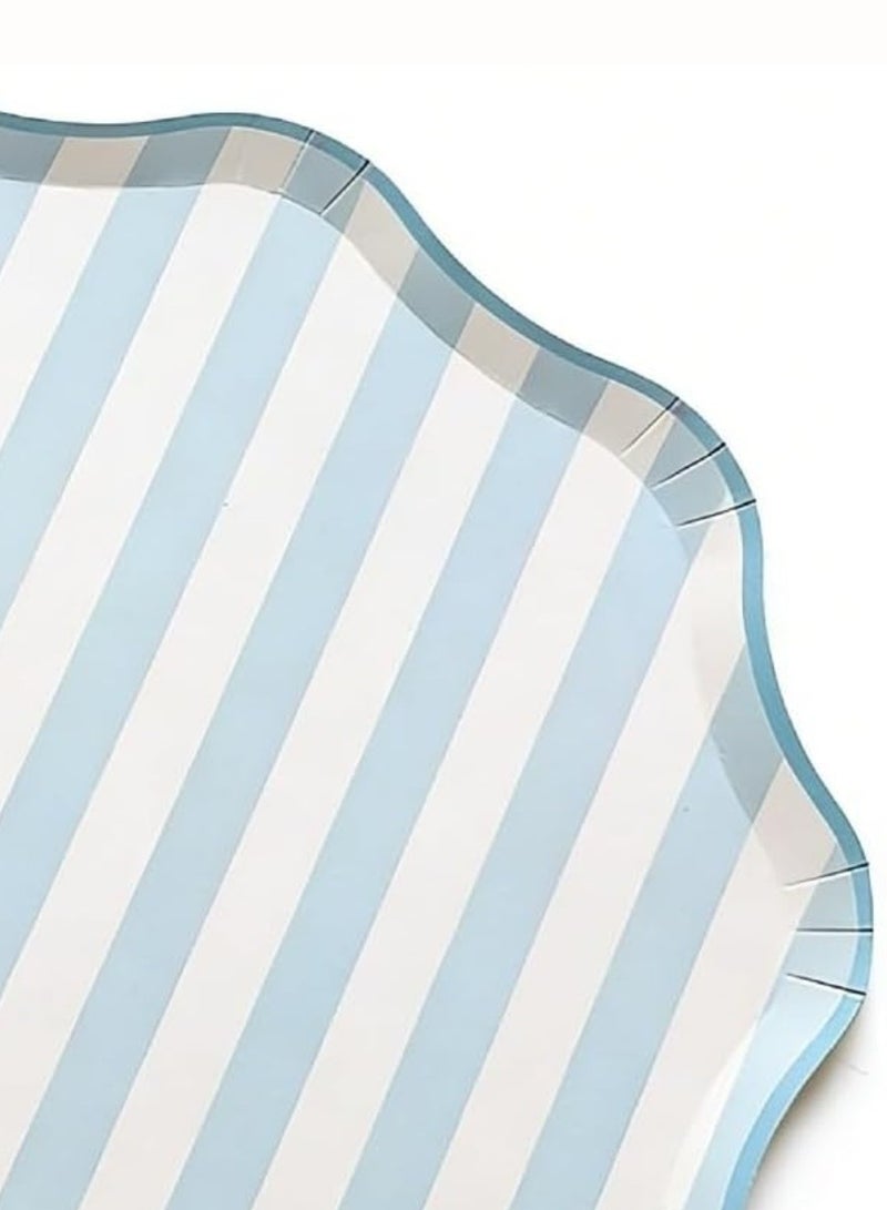 ThePartyPopper Blue Stripe Disposable Paper Plates 9 Inch – 8 Pcs Scalloped Party Plates, Striped Paper Plates for Birthday Party, Baby Shower, Tea Party, Eid, Ramadan, Picnic & Party Tableware - Image 5
