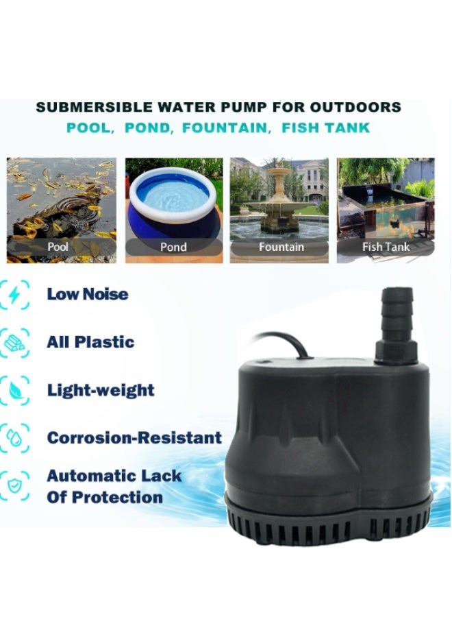 85w Automatic Submersible Pump With Level Sensor, 5-Foot (Approximately 1.8 Meters) High Fountain Pump, Suitable For Ponds, Aquariums, Fish Tanks, Hydroponics, Automatic Shutdown, Black - Image 3