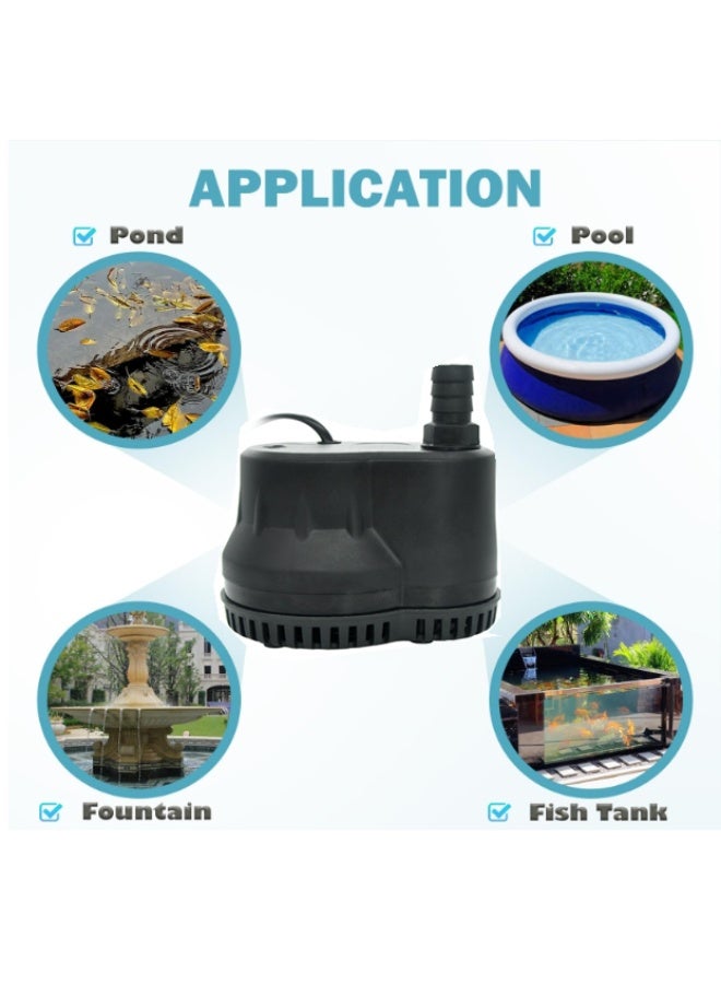 85w Automatic Submersible Pump With Level Sensor, 5-Foot (Approximately 1.8 Meters) High Fountain Pump, Suitable For Ponds, Aquariums, Fish Tanks, Hydroponics, Automatic Shutdown, Black - Image 2