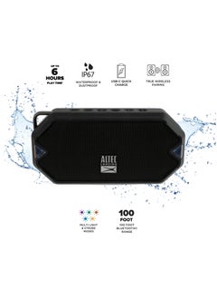 Altec Lansing Altec Lansing HydraMini Wireless Bluetooth Speaker, IP67 Waterproof USB C Rechargeable Battery with 6 Hours Playtime, Compact, Shockproof, Snowproof, Everything Proof, Black  - Image 3