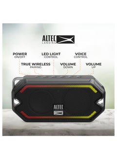 Altec Lansing Altec Lansing HydraMini Wireless Bluetooth Speaker, IP67 Waterproof USB C Rechargeable Battery with 6 Hours Playtime, Compact, Shockproof, Snowproof, Everything Proof, Black  - Image 4