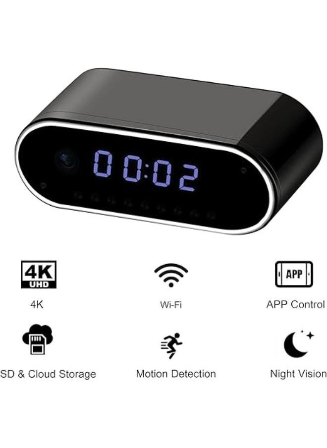 Executive LLC - Mini Camera Clock 4K Ultra HD Clarity Wi-Fi Connection & Real-Time Viewing  Night Vision Smart Motion Detection Discreet Home Security Baby Pet Nanny Camera No Audio - Image 1